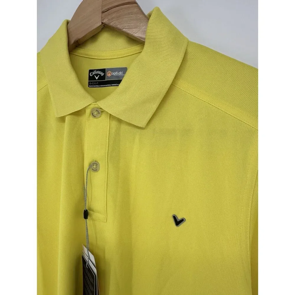 Callaway Opti-Dri Yellow Men's Golf‎ Polo Shirt Size Small Collared Short Sleeve